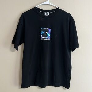 Aape by A Bathing Ape Black Logo Square Short Sleeve T Shirt